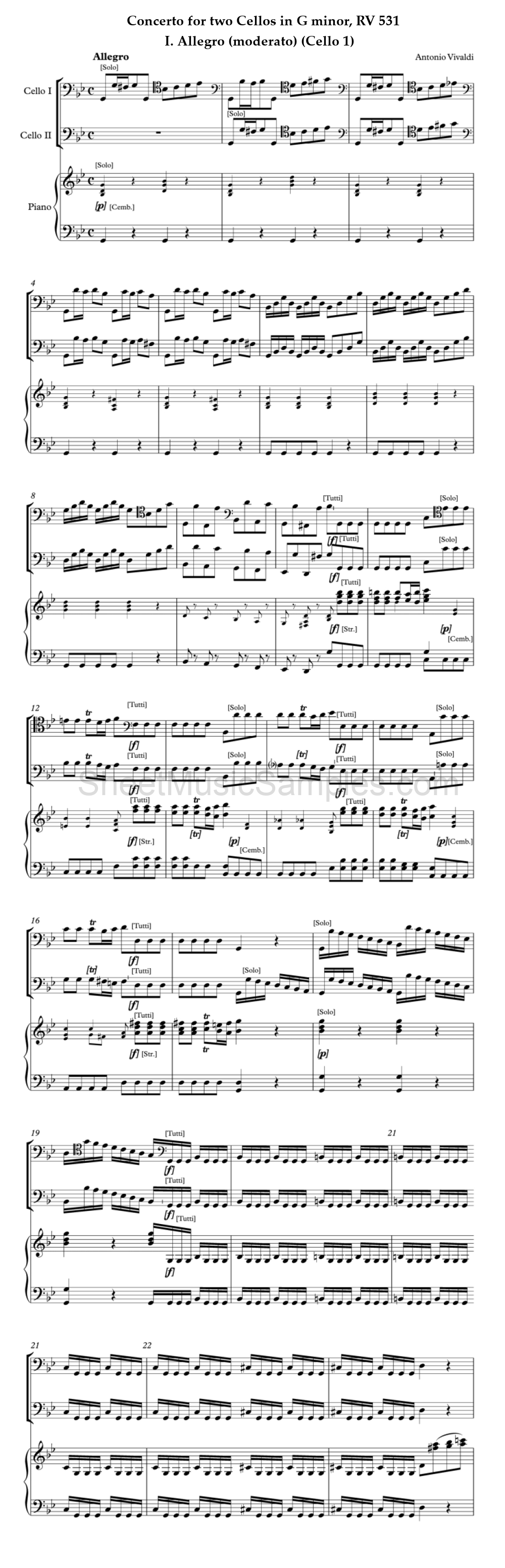 Concerto for two Cellos in G minor, RV 531 - I. Allegro (moderato) (Cello 1)