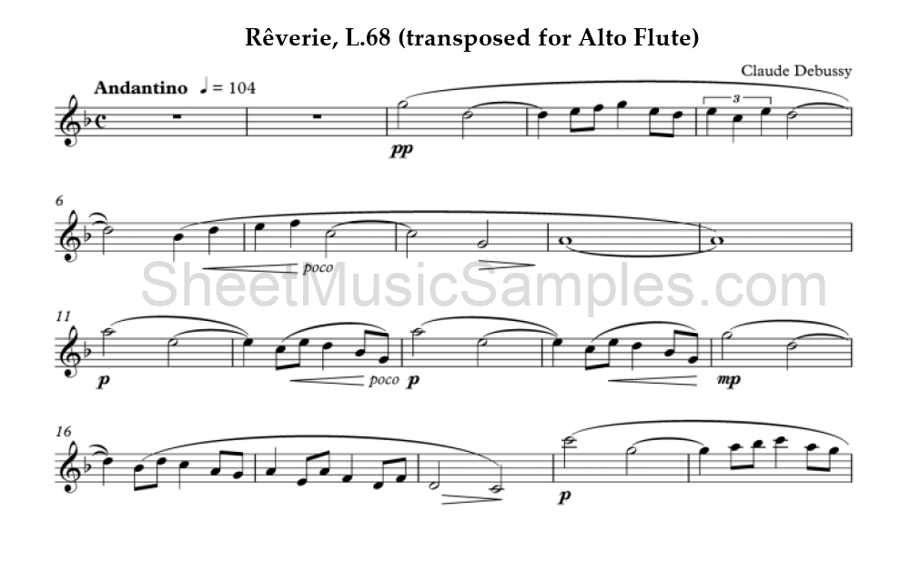 Rêverie, L.68 (transposed for Alto Flute)