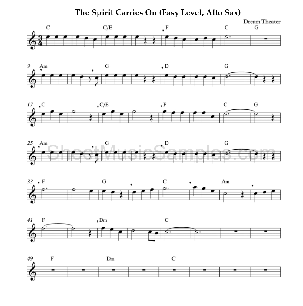 The Spirit Carries On (Easy Level, Alto Sax)