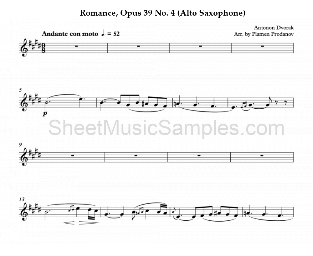 Romance, Opus 39 No. 4 (Alto Saxophone)