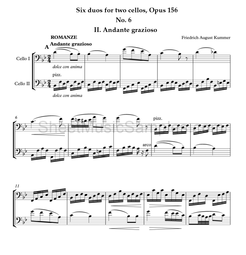 Six duos for two cellos, Opus 156 - No. 6 - II. Andante grazioso