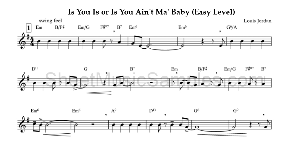 Is You Is or Is You Ain't Ma' Baby (Easy Level)