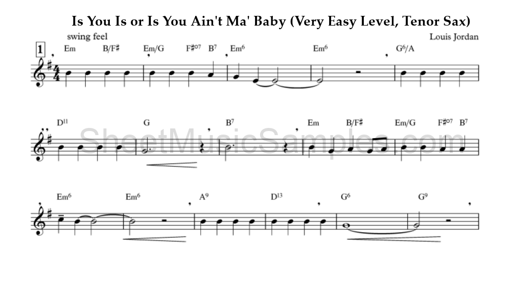 Is You Is or Is You Ain't Ma' Baby (Very Easy Level, Tenor Sax)