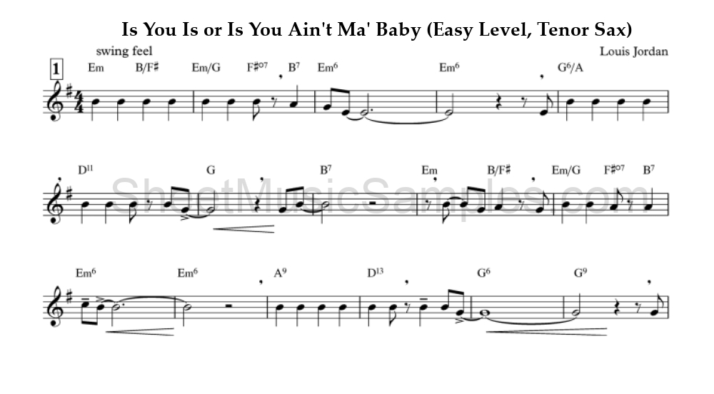 Is You Is or Is You Ain't Ma' Baby (Easy Level, Tenor Sax)