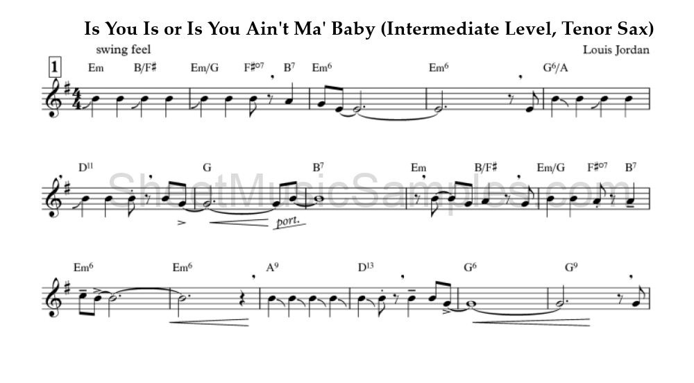 Is You Is or Is You Ain't Ma' Baby (Intermediate Level, Tenor Sax)