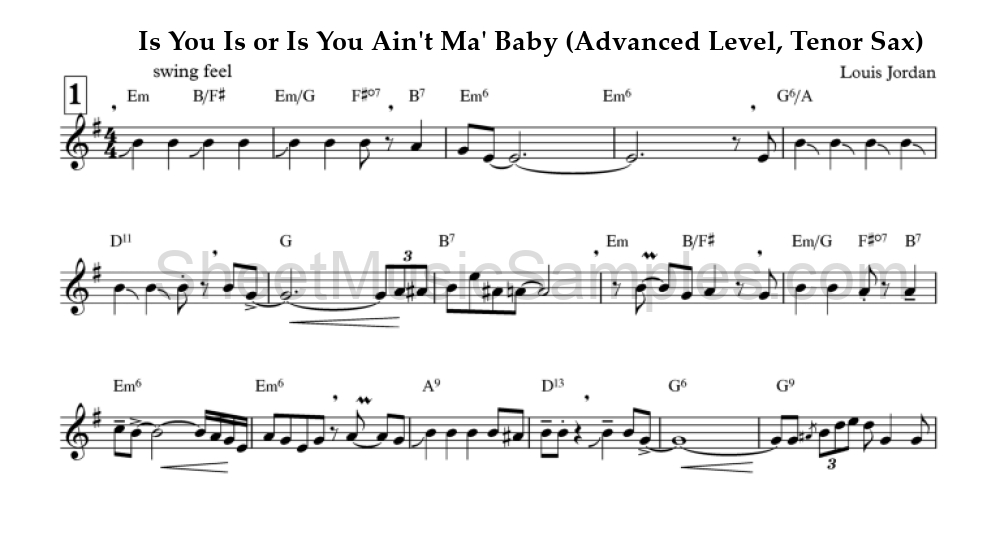 Is You Is or Is You Ain't Ma' Baby (Advanced Level, Tenor Sax)