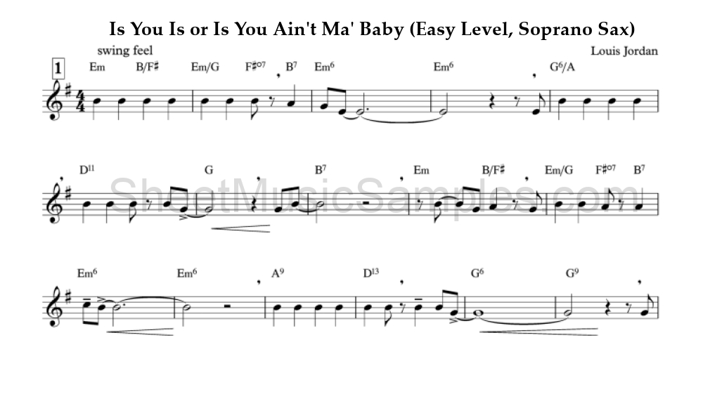 Is You Is or Is You Ain't Ma' Baby (Easy Level, Soprano Sax)