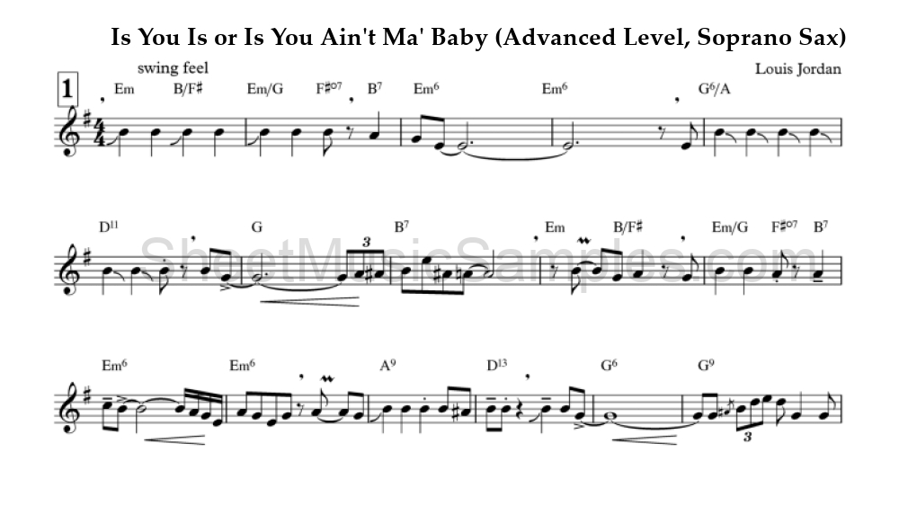 Is You Is or Is You Ain't Ma' Baby (Advanced Level, Soprano Sax)