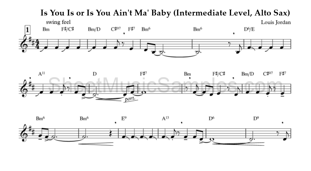 Is You Is or Is You Ain't Ma' Baby (Intermediate Level, Alto Sax)