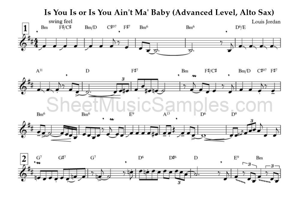 Is You Is or Is You Ain't Ma' Baby (Advanced Level, Alto Sax)