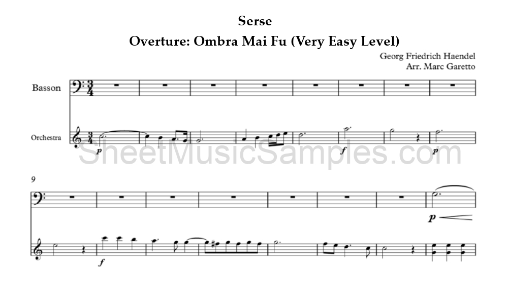 Serse - Overture: Ombra Mai Fu (Very Easy Level)