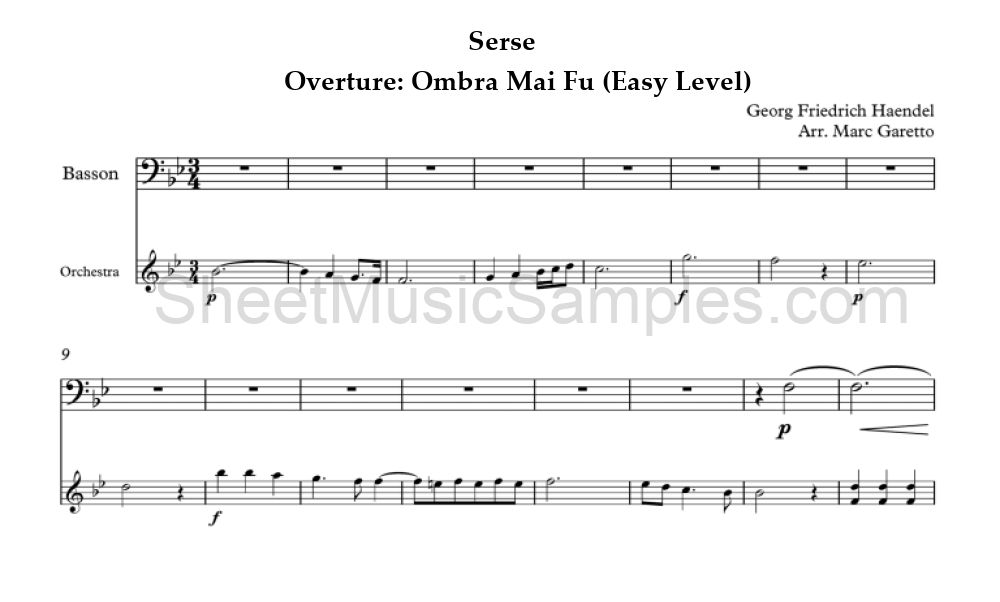 Serse - Overture: Ombra Mai Fu (Easy Level)