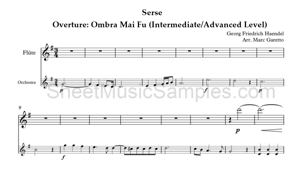 Serse - Overture: Ombra Mai Fu (Intermediate/Advanced Level)