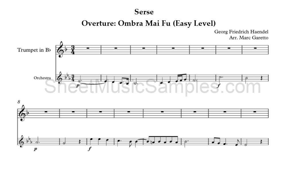 Serse - Overture: Ombra Mai Fu (Easy Level)