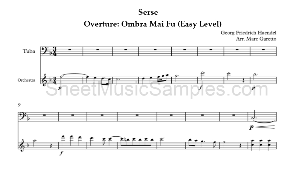 Serse - Overture: Ombra Mai Fu (Easy Level)