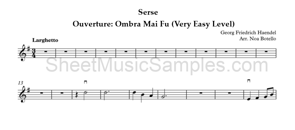 Serse - Ouverture: Ombra Mai Fu (Very Easy Level)