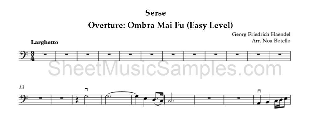 Serse - Overture: Ombra Mai Fu (Easy Level)