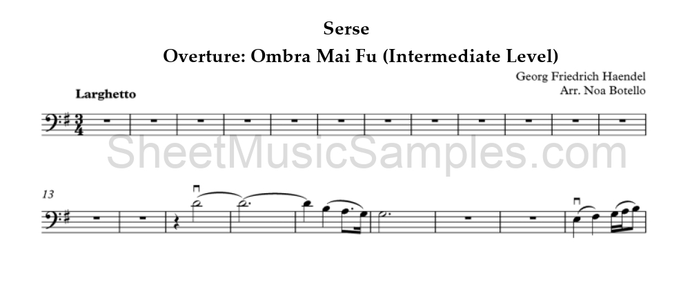 Serse - Overture: Ombra Mai Fu (Intermediate Level)