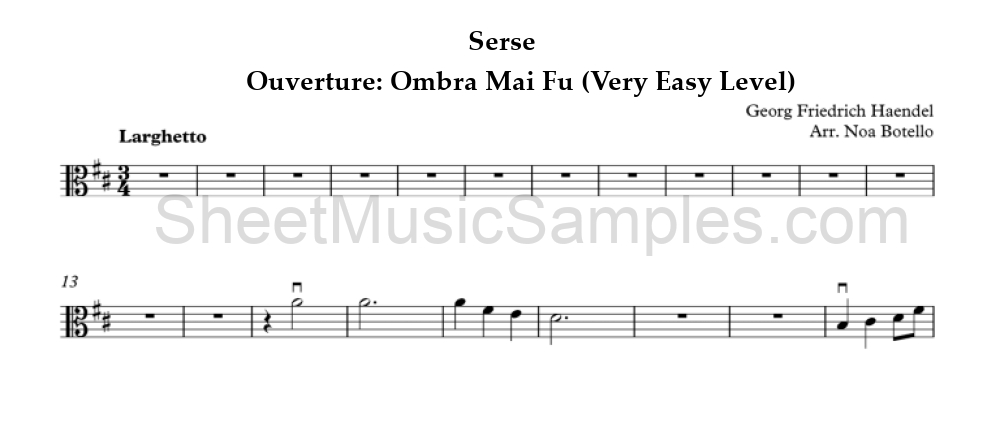 Serse - Ouverture: Ombra Mai Fu (Very Easy Level)