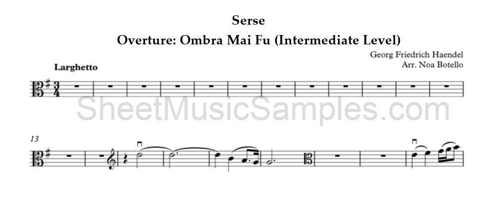 Serse - Overture: Ombra Mai Fu (Intermediate Level)