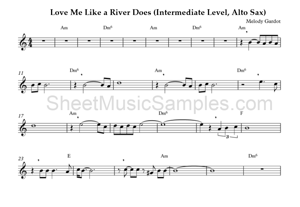 Love Me Like a River Does (Intermediate Level, Alto Sax)