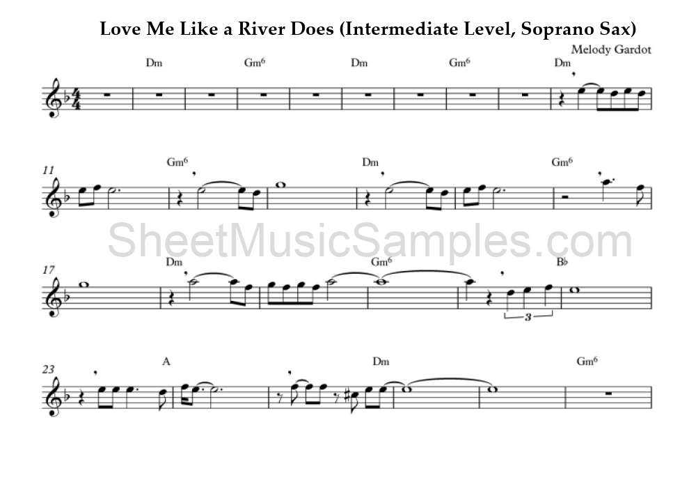 Love Me Like a River Does (Intermediate Level, Soprano Sax)