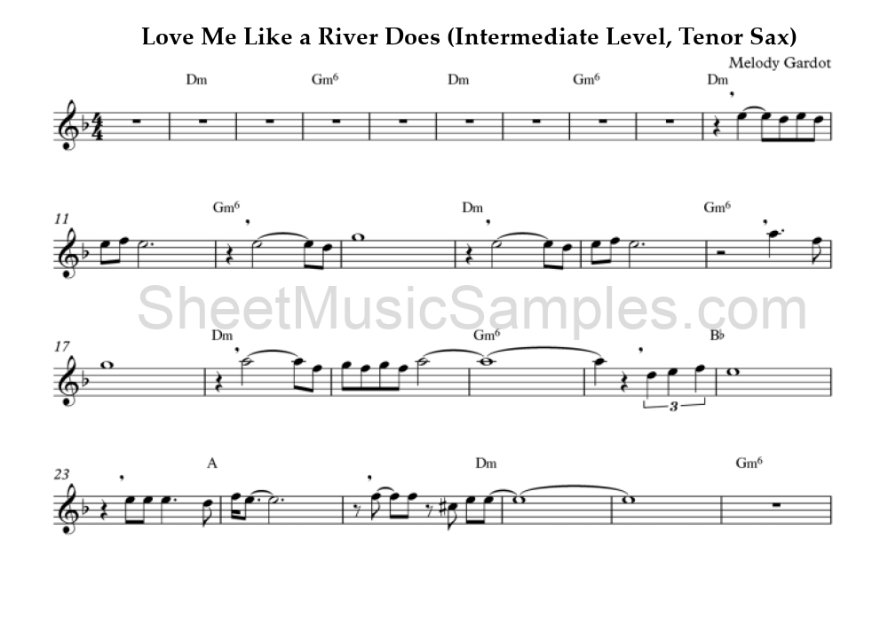 Love Me Like a River Does (Intermediate Level, Tenor Sax)