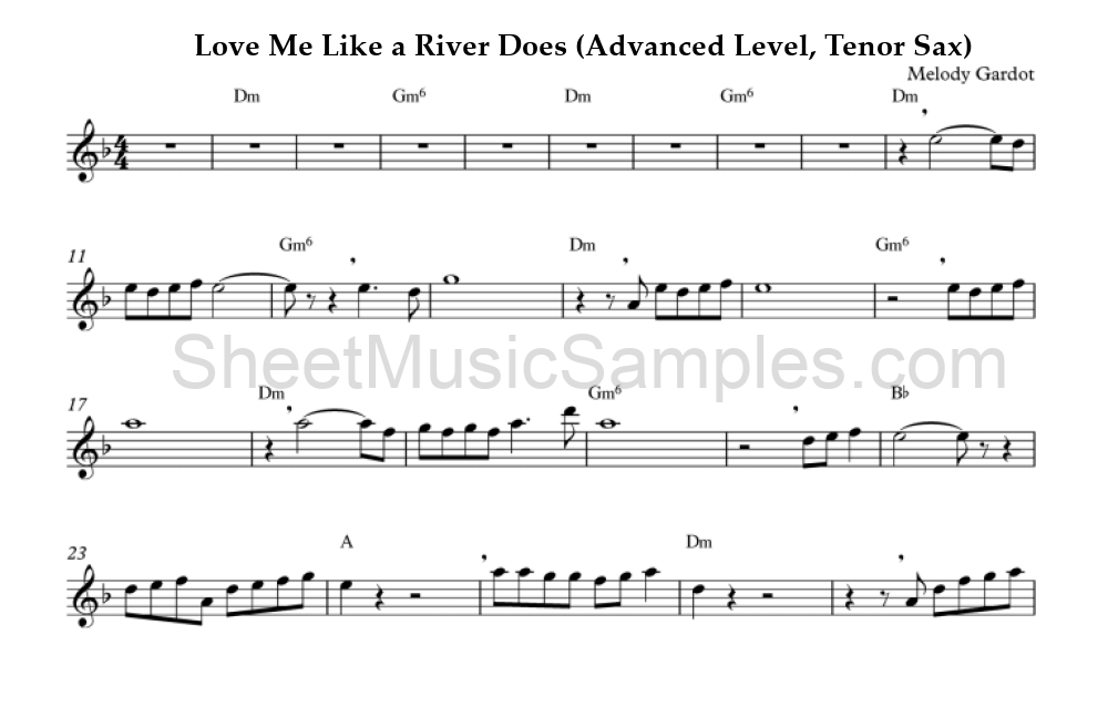 Love Me Like a River Does (Advanced Level, Tenor Sax)