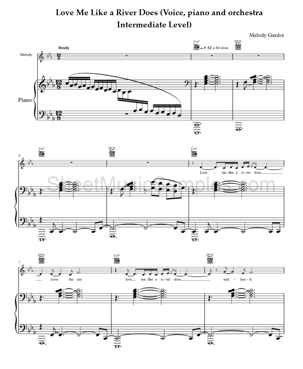 Love Me Like a River Does (Voice, piano and orchestra - Intermediate Level)