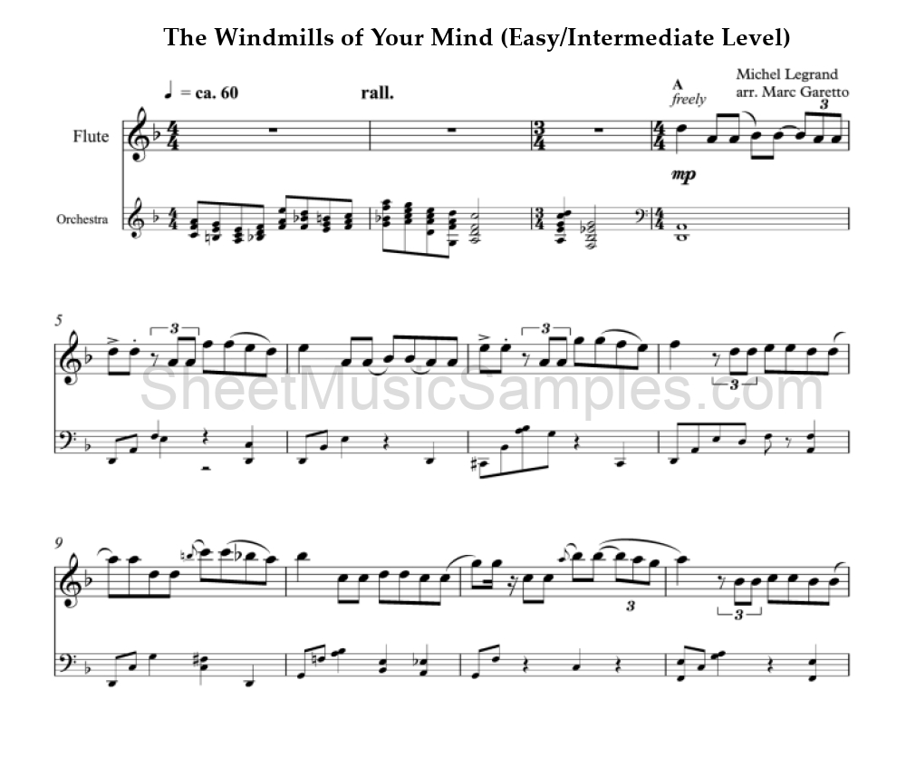 The Windmills of Your Mind (Easy/Intermediate Level)