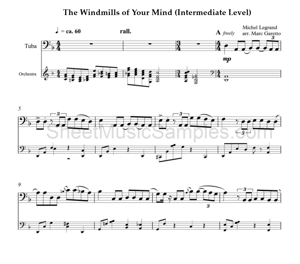 The Windmills of Your Mind (Intermediate Level)