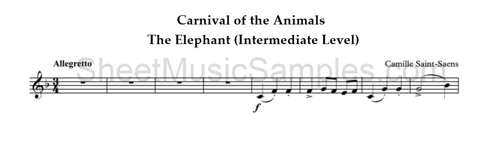 Carnival of the Animals - The Elephant (Intermediate Level)