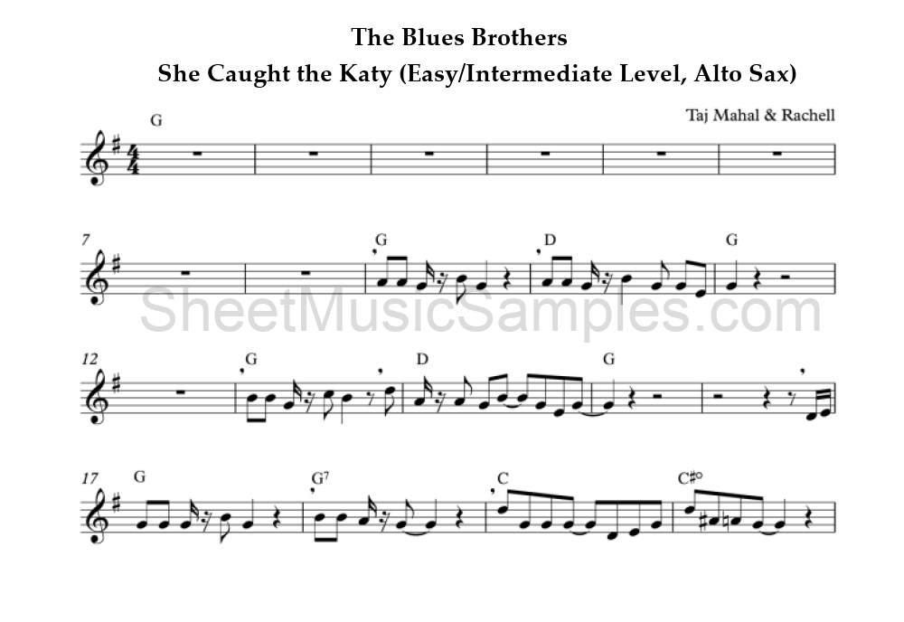 The Blues Brothers - She Caught the Katy (Easy/Intermediate Level, Alto Sax)