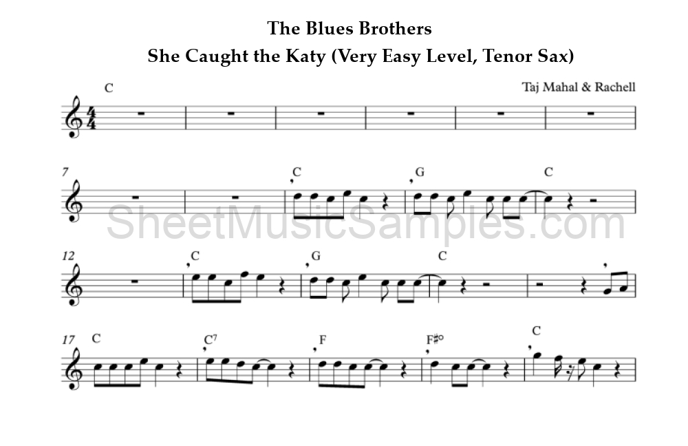 The Blues Brothers - She Caught the Katy (Very Easy Level, Tenor Sax)