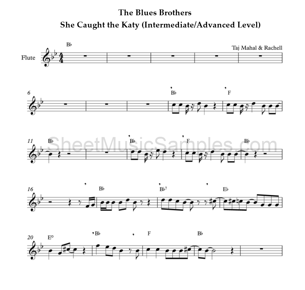 The Blues Brothers - She Caught the Katy (Intermediate/Advanced Level)