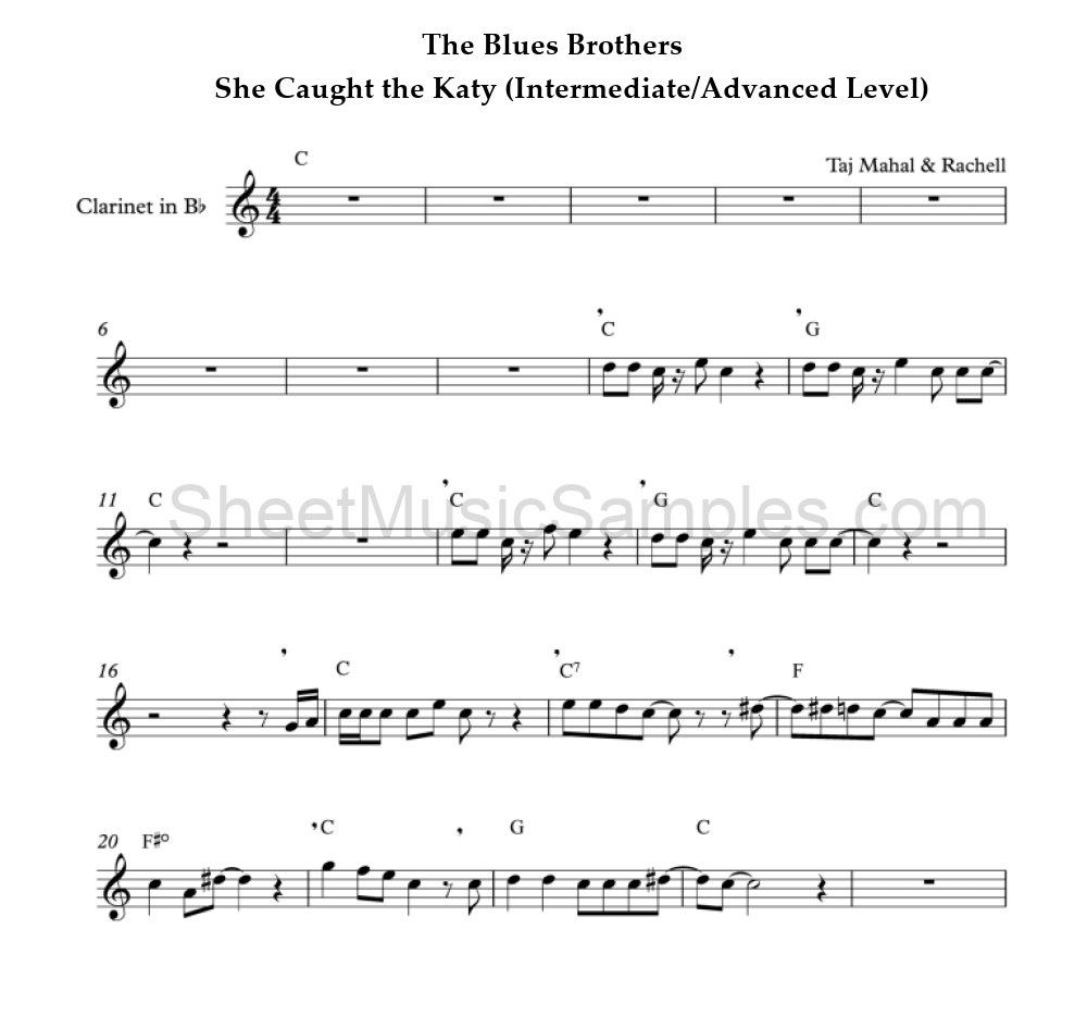 The Blues Brothers - She Caught the Katy (Intermediate/Advanced Level)