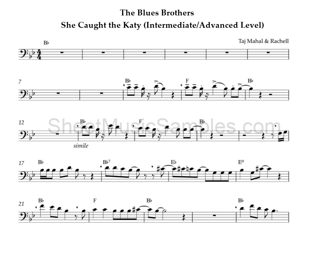 The Blues Brothers - She Caught the Katy (Intermediate/Advanced Level)