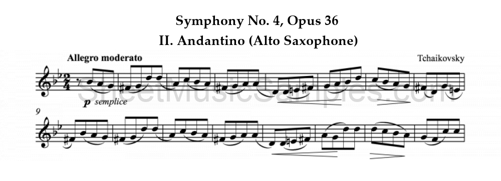 Symphony No. 4, Opus 36 - II. Andantino (Alto Saxophone)