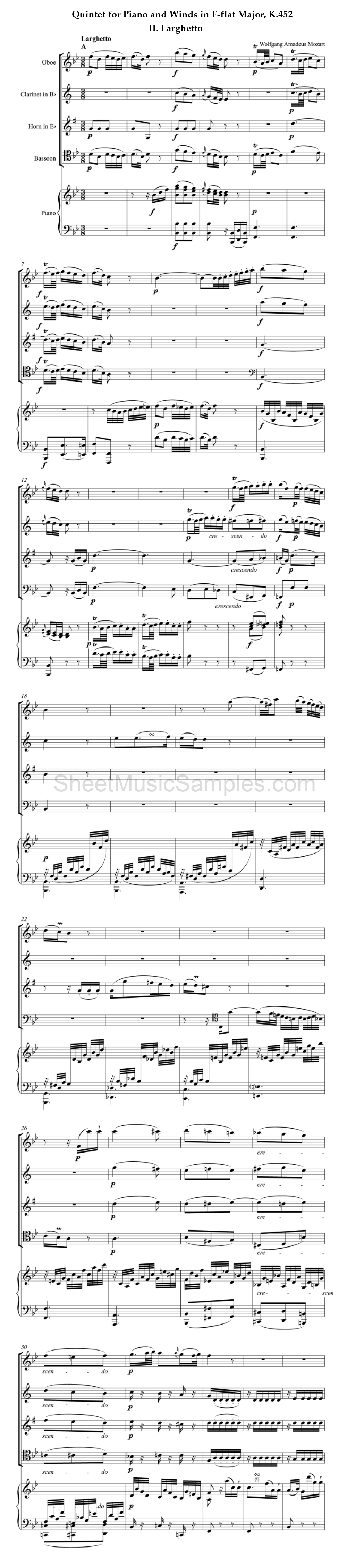 Quintet for Piano and Winds in E-flat Major, K.452 - II. Larghetto