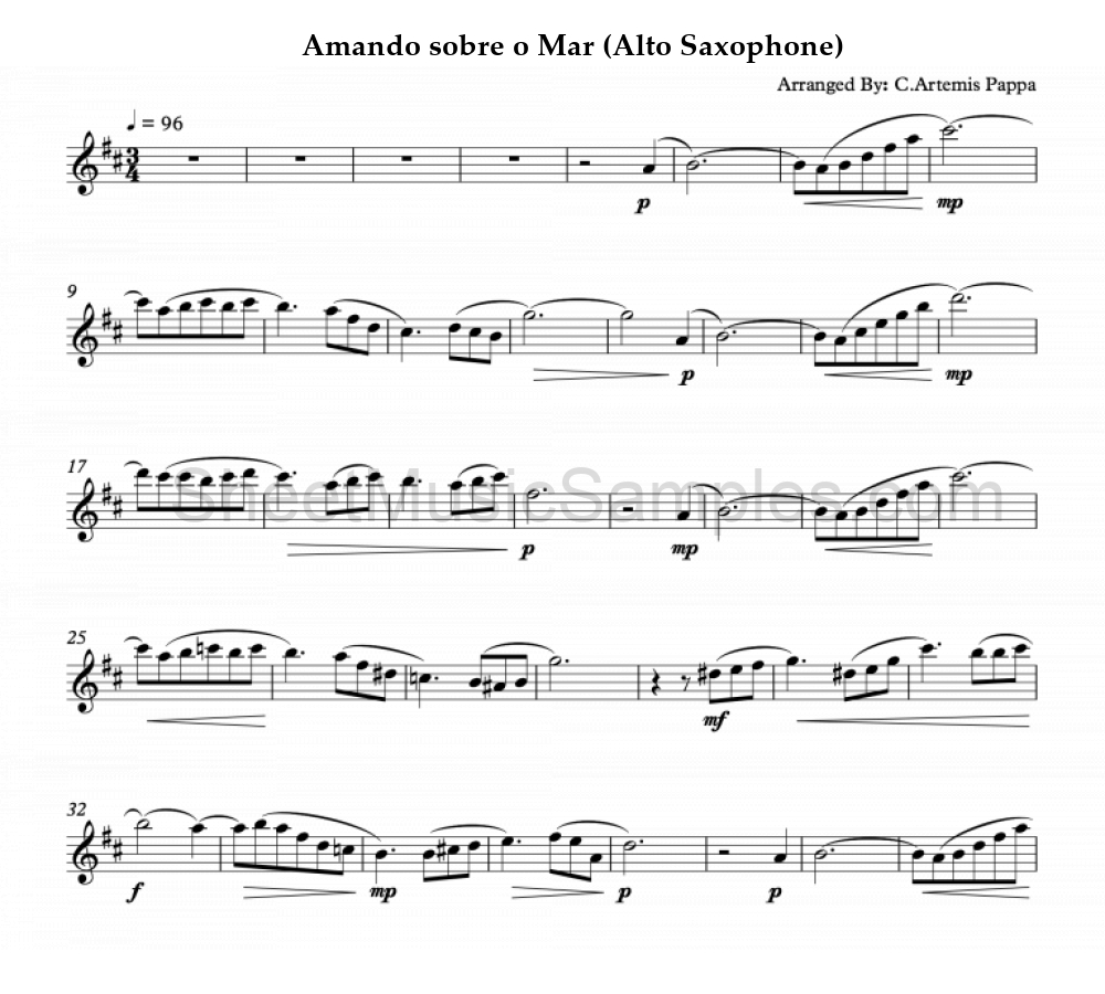 Amando sobre o Mar (Alto Saxophone)