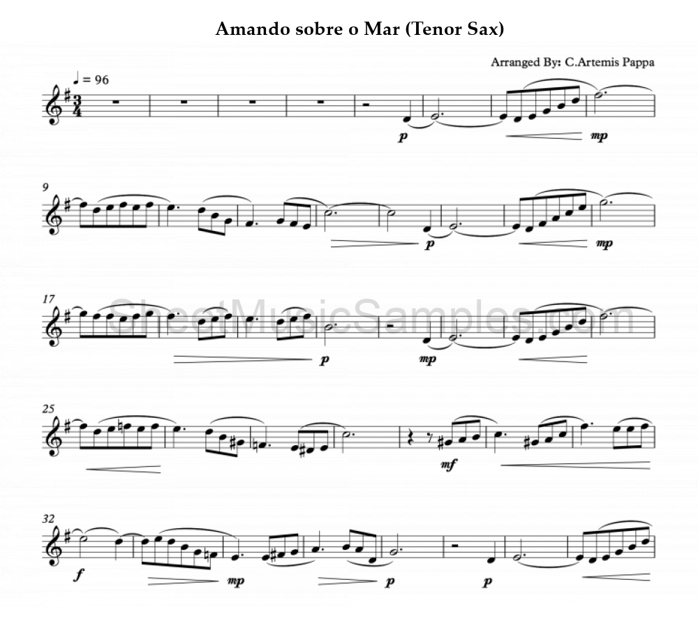 Amando sobre o Mar (Tenor Sax)