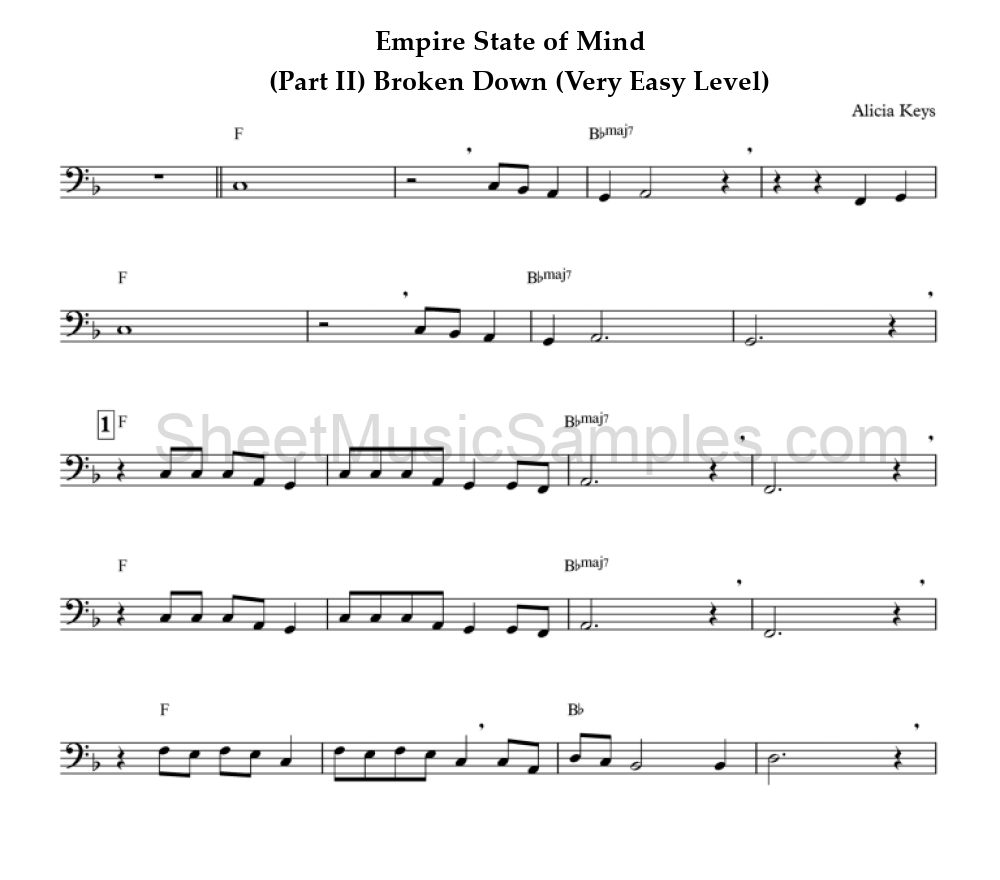 Empire State of Mind - (Part II) Broken Down (Very Easy Level)