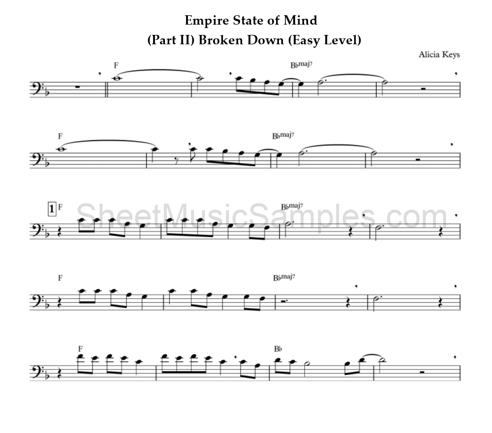 Empire State of Mind - (Part II) Broken Down (Easy Level)