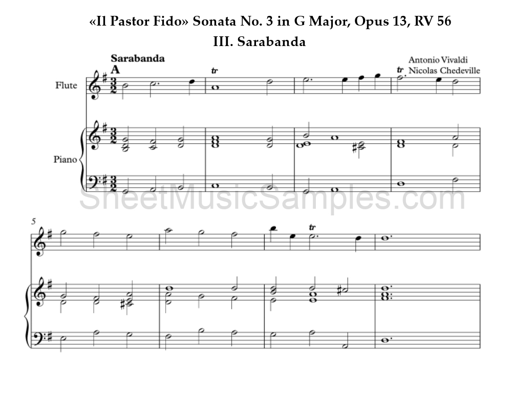 «Il Pastor Fido» Sonata No. 3 in G Major, Opus 13, RV 56 - III. Sarabanda