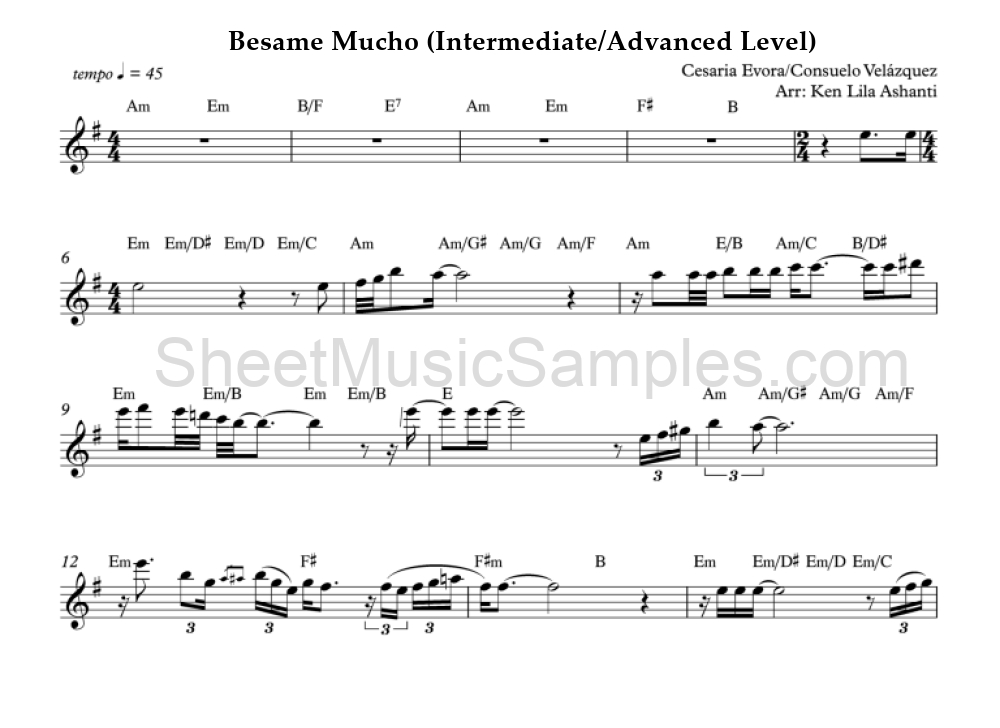 Besame Mucho (Intermediate/Advanced Level)