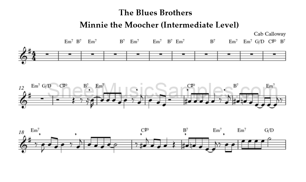 The Blues Brothers - Minnie the Moocher (Intermediate Level)