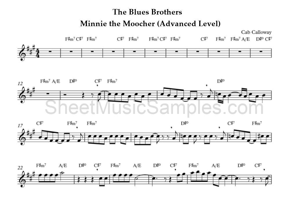 The Blues Brothers - Minnie the Moocher (Advanced Level)