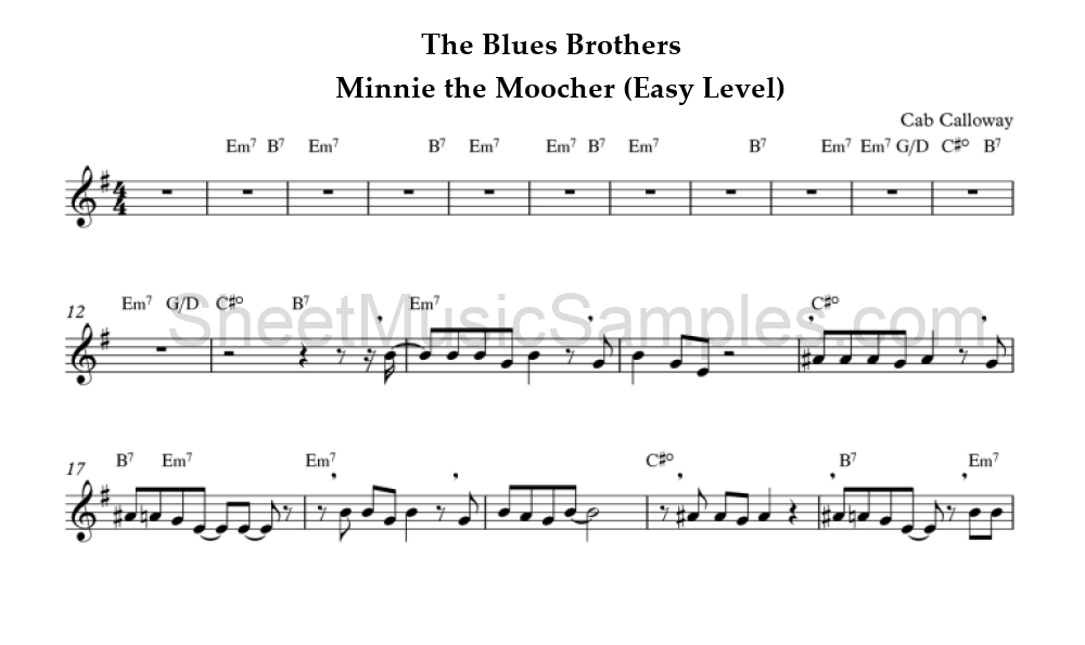 The Blues Brothers - Minnie the Moocher (Easy Level)