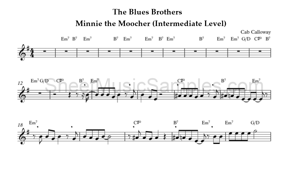 The Blues Brothers - Minnie the Moocher (Intermediate Level)