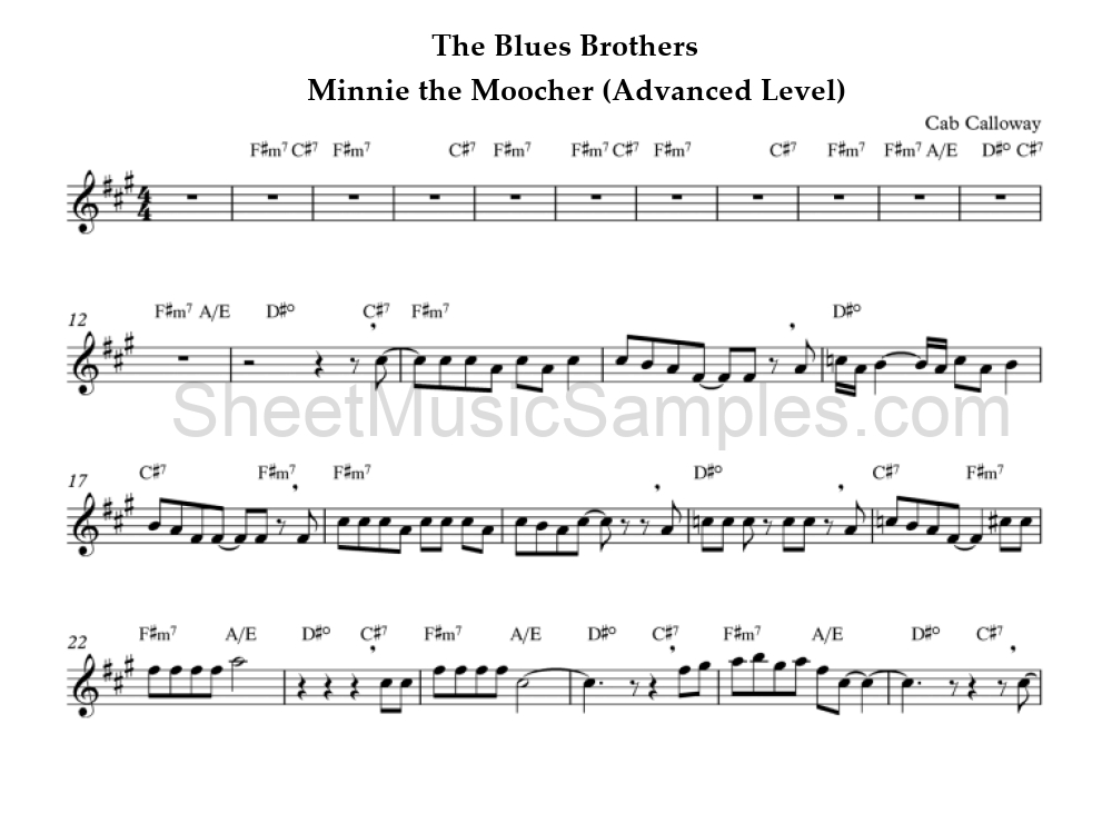 The Blues Brothers - Minnie the Moocher (Advanced Level)